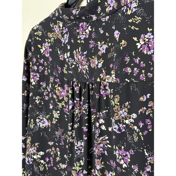 Covington Full Button Front Blouse Dark Floral Plus Sz 20-22W Feminine Romantic - Picture 7 of 10